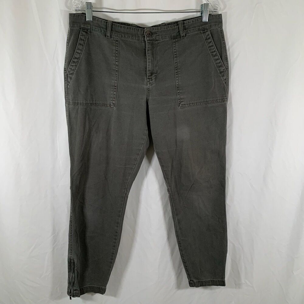 Gap Pants Women's 12 Solid Grey Pull On Elastic Waist High Rise